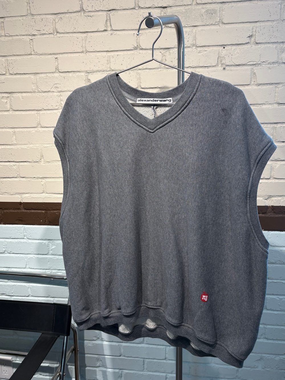 Grey Cutoff Sleeve Cotton Sweater